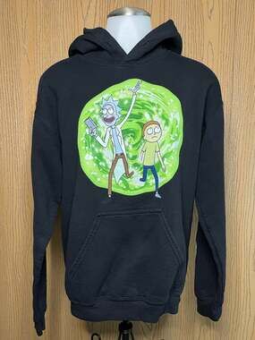 Rick And Morty Graphic Hoodie Small Black Green
